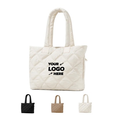 Quilted Zipper Tote Bag