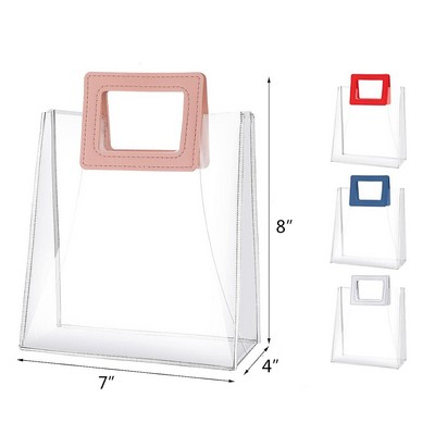 Clear Gift Bag with Handle Transparent PVC Gift Bag Heavy Duty Bulk Tote Bag Plastic Shopping Bag