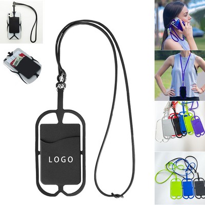 Silicone Neck Lanyard Cell Phone Wallet