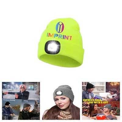 USB Rechargeable Hands Free Headlamp LED Beanie