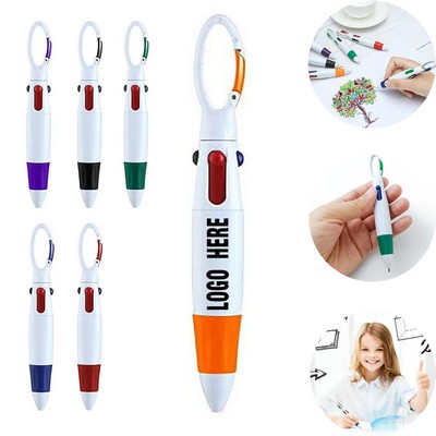 4-in-1 Retractable Pen With Carabiner Clip