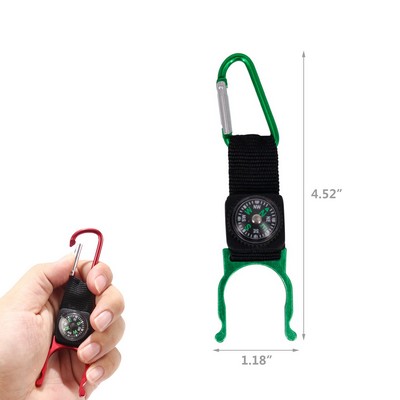 Versatile Carabiner Strap Bottle Holder with Compass Key Chain