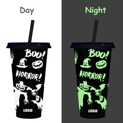 Glow-in-the-Dark 710ml Halloween Plastic Luminous Color Changing Cup