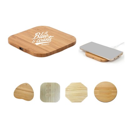 Bamboo Wireless Charger with Dual Usb Ports