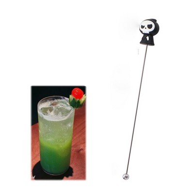 7.68 L Stainless Steel Skull Head Top Beverage Stirrers Coffee Stick