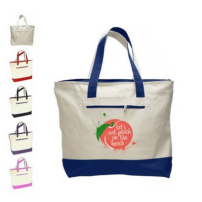 Cotton Canvas Zipper Boat Tote