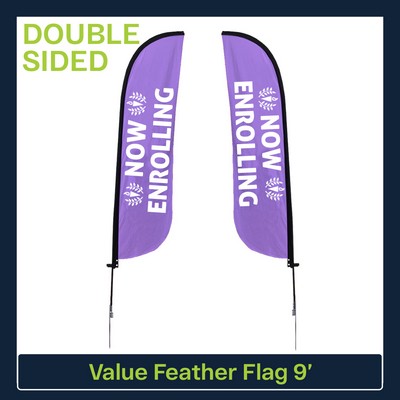 Value 9' Feather Flag - Double Sided w/Spike Base and Carry Bag