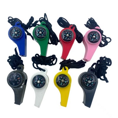 3-in-1 Emergency Whistles with Compass and Thermometer