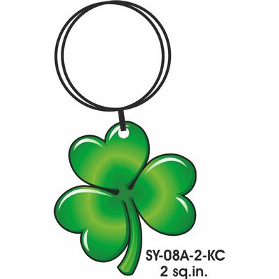 Shamrock Key Chain w/Clear Mirrored Back (2 Square Inch)