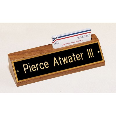 American Walnut Name Plate w/ Business Card Holder