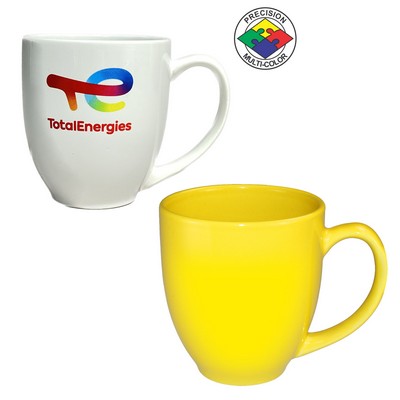 14 Oz. Lemon Yellow Vitrified Bistro Mug - Screen Printed