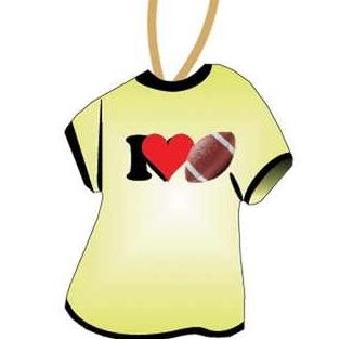 I Love Football Promotional T-Shirt Ornament w/ Black Back (4 Square Inch)