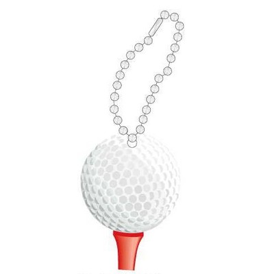 Golf Ball & Tee Promotional Key Chain w/ Black Back (4 Square Inch)