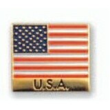 Patriotic & Awareness Square USA Flag Die Struck Iron Lapel Pin