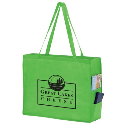 Side Pocket Non-Woven Tote Bag (20"x6"x16") - Screen Print