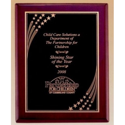 Rosewood Piano Finish Plaque w/ Star Shower Engraving Plate (8"x10 1/2")