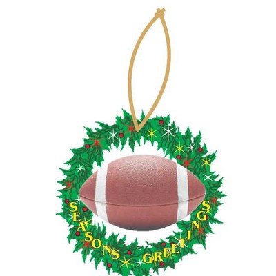 Football Promotional Wreath Ornament w/ Black Back (10 Square Inch)