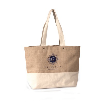 Jute and Cotton Shopping Bag with Rivets