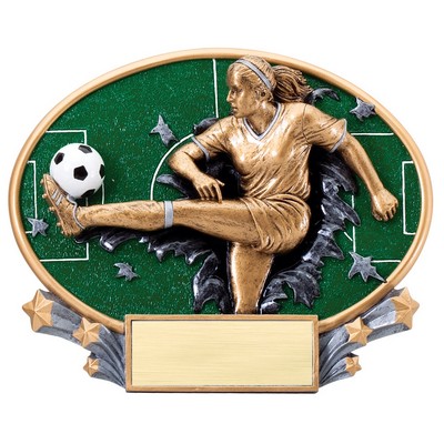 Soccer, Female Xplosion Oval Resin - 7-1/4" x 6" Tall