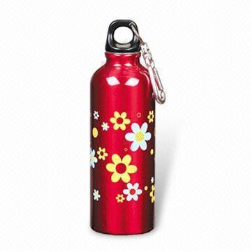 Aluminum Sports Bottle w/ Flower Pattern