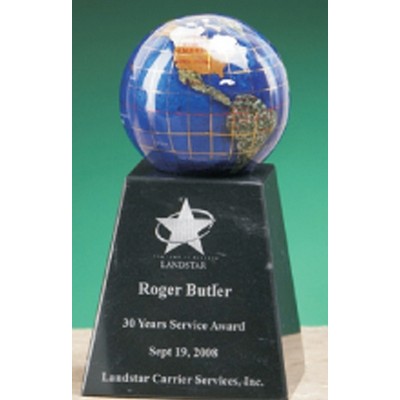 7" Blue Stone Globe on Marble Base Award