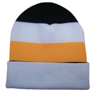 Knit Beanie Cuffed Cap w/Stripes