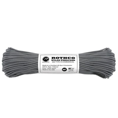 100' Charcoal Gray 550 Lb. Type III Commercial Paracord