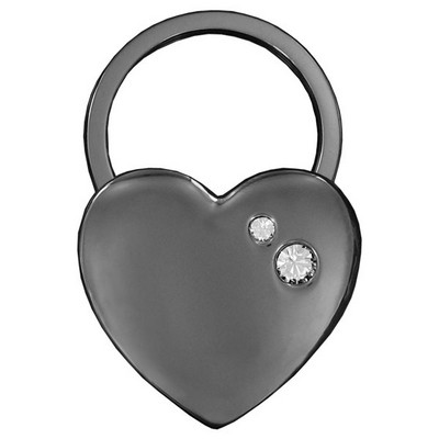 Black Metal Heart Keychain Embellished with quality Crystals (Overseas Production)