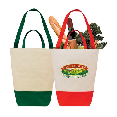 Dual Handle Cotton Shopping Bag w/ Accent Bottom CUSTOM ONLY 1000PC MIN