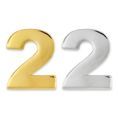 Number "2" Lapel Pin - Gold or Silver