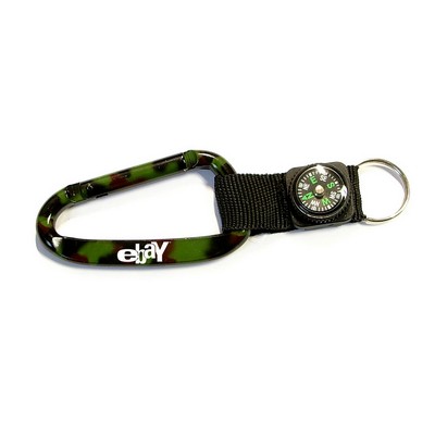 Camouflage Green Carabiner with Compass