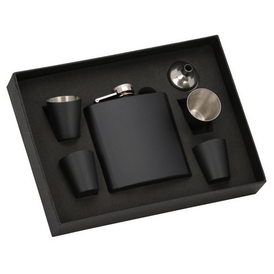 Black Flask 6 Piece Set in Box