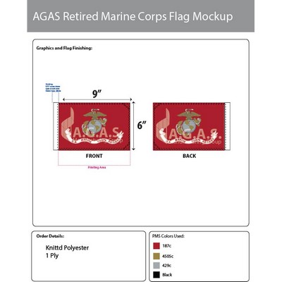 Marine Corps Retired Motorcycle Flags 6x9 inch