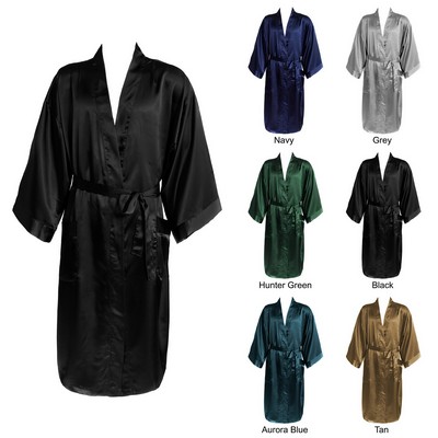 Men's Stretch Long Silky Satin Robe 48"