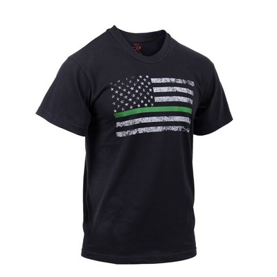 Thin Green Line Distressed Flat T-Shirt