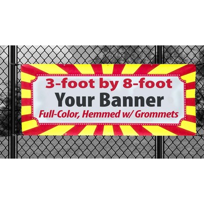 3' X 8' - (36" x 96") Full color digitally printed 13oz vinyl banner