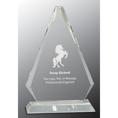 10 3/4" Clear Crystal Triangle Award on Clear Pedestal Base