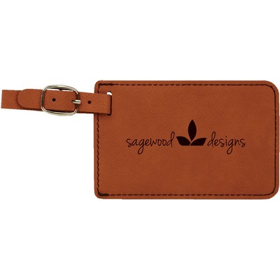 Luggage Tag, Rawhide Faux Leather, 4 1/4" x 2 3/4"