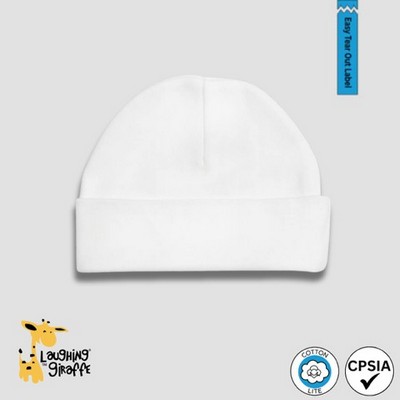 Baby Beanie Hats - Tear Away Label - White - 100% Cotton - Laughing Giraffe®