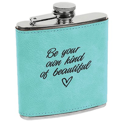 Teal Leatherette Stainless Steel Flask