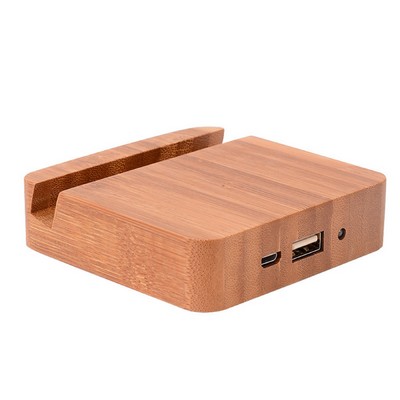 2-in-1 Wooden 5200mA Power Bank w/Mobile Phone Holder