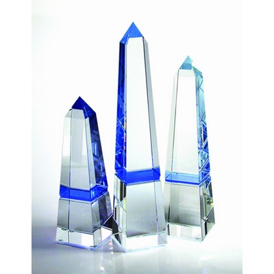 Blue Obelisk Optical Crystal Award 12"H