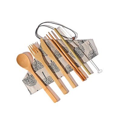 Bamboo Utensils Set w/Canvas Storage Bag