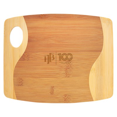 13¾" x 11" Bamboo Two Tone Cutting Board w/ Handle