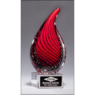 Droplet-Shaped Art Glass Award Clear Glass Base