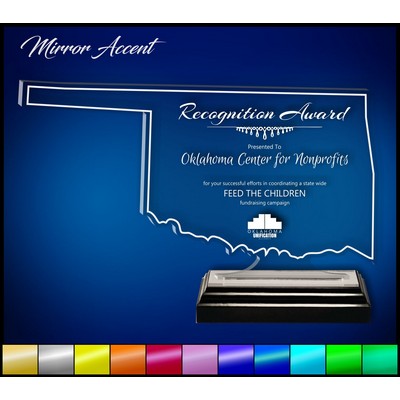 15" Oklahoma Clear Acrylic Award with Mirror Accent