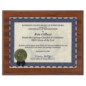 10½" x 13" Cherry Finish Slide-In Plaque for 8½" x 11" Certificate