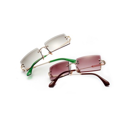 Square Transparent Rectangle Rimless Sunglasses