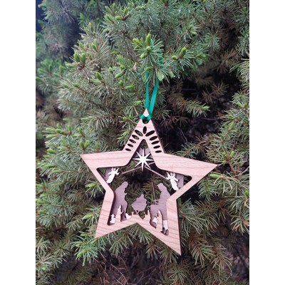 3.5" - Customizable 3D Hardwood Ornaments - 3 Layers