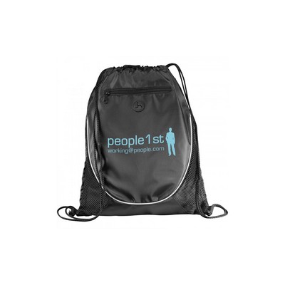 Backpacks: Drawstring Backpack with Front Zippered Pocket